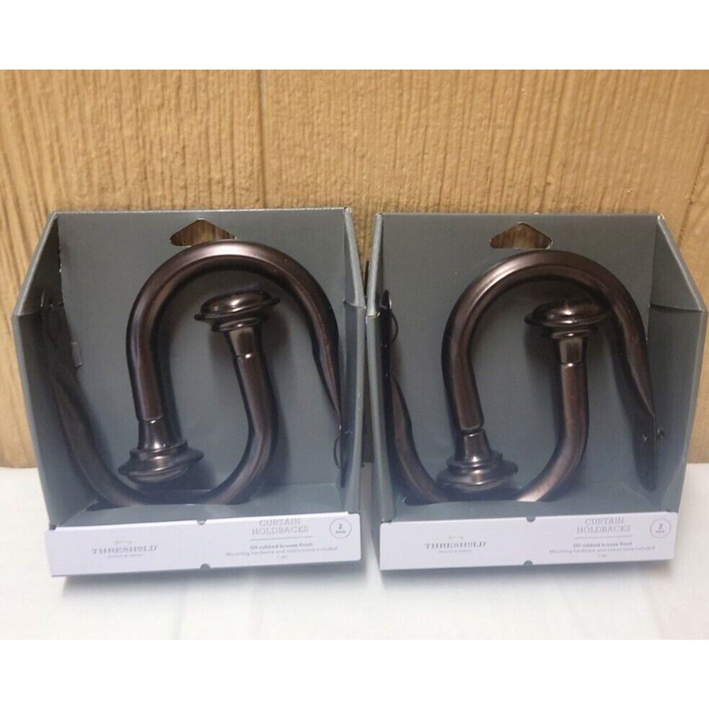 Set of 2 Threshold Decorative Drapery Holdbacks Oil Rubbed Bronze Finish 2 Sets